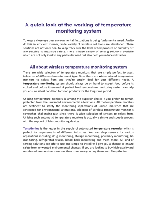 A quick look at the working of temperature monitoring system