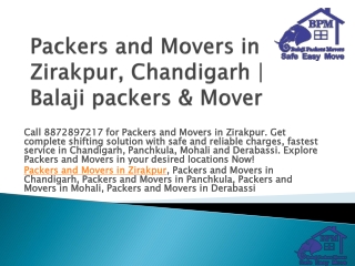 Packers and Movers in Zirakpur, Chandigarh | Balaji packers & Mover