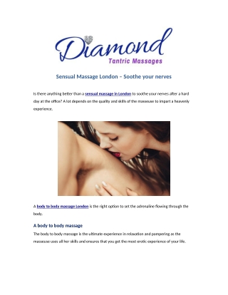 Sensual Massage London – Soothe your nerves