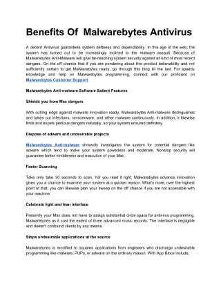 Benefits Of Malwarebytes Antivirus