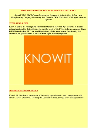 WHICH INDUSTRIES ARE SERVED BY KNOWIT ERP?