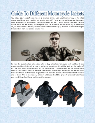 Guide To Different Motorcycle Jackets