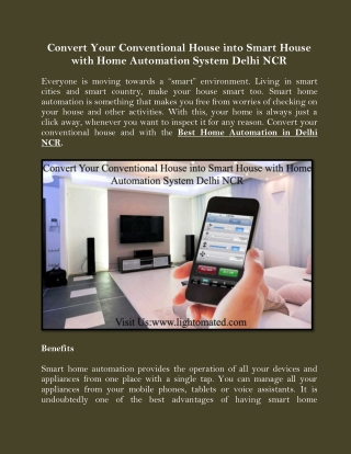 Convert Your Conventional House into Smart House with Home Automation System Delhi NCR