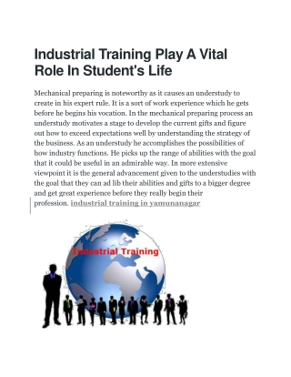 Industrial Training Play A Vital Role In Student's Life