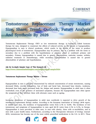 Testosterone Replacement Therapy Market New Opportunities For Growth Till 2026