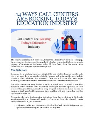 14 Ways Call Centers are Rocking Today’s Education Industry