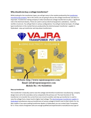 Why should one buy voltage transformer?