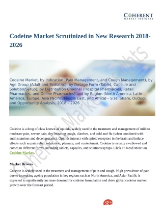 Codeine Market Scrutinized in New Research 2018-2026