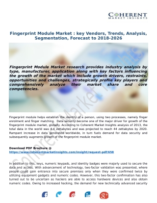 Fingerprint Module Market : key Vendors, Trends, Analysis, Segmentation, Forecast to 2018-2026