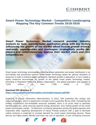 Smart Power Technology Market – Competitive Landscaping Mapping The Key Common Trends 2018-2026