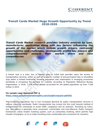 Transit Cards Market Huge Growth Opportunity by Trend 2018-2026