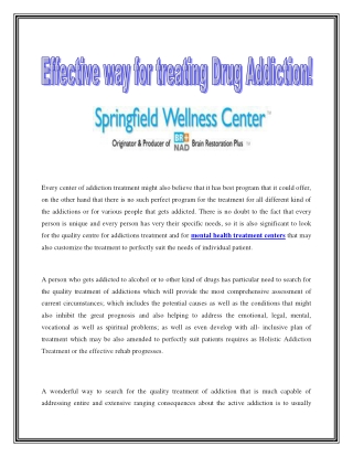 Effective way for treating Drug Addiction