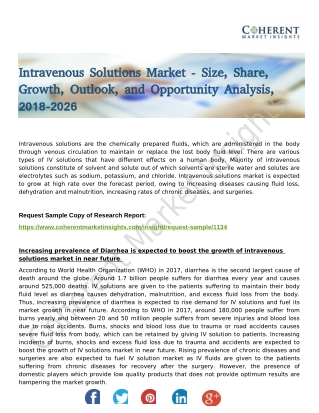 Intravenous Solutions Market provides an in-depth insight of Sales and Trends Forecast to 2026