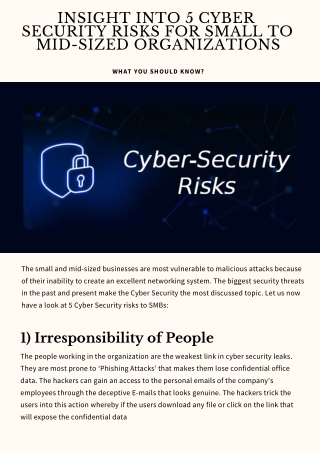 5 CYBER SECURITY RISKS FOR SMALL TO MID-SIZED ORGANIZATIONS