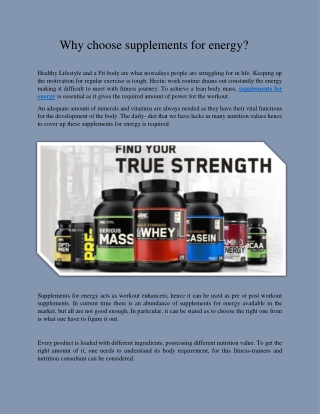 Why choose supplements for energy