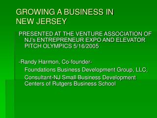 GROWING A BUSINESS IN NEW JERSEY