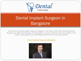 Dental Implant Surgeon in Bangalore