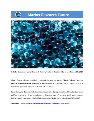 Cellular Concrete Market Research Report- Forecast 2023