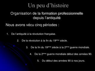 Organisation de la formation professionnelle depuis l’antiquité