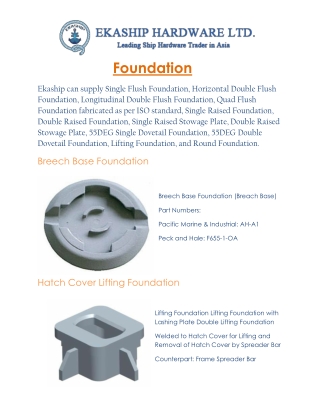 Ekaship Hardware LTD - Foundation