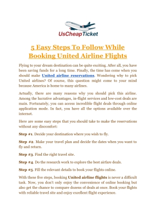 5 Easy Steps To Follow While Booking United Airline Flights