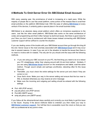 4 Methods To Omit Server Error On SBCGlobal Email Account