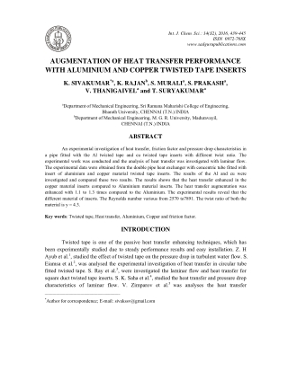 Augmentation of Heat Transfer Performance with Aluminium and Copper Twisted Tape Inserts