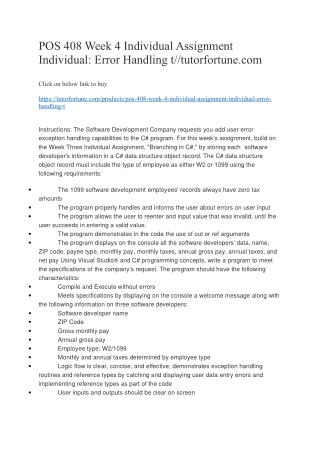 POS 408 Week 4 Individual Assignment Individual: Error Handling t//tutorfortune.com