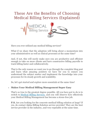 These Are the Benefits of Choosing Medical Billing Services (Explained)