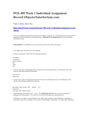POS 409 Week 1 Individual Assignment Record Objects//tutorfortune.com