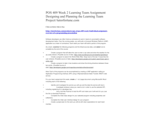 POS 409 Week 2 Learning Team Assignment Designing and Planning the Learning Team Project//tutorfortune.com