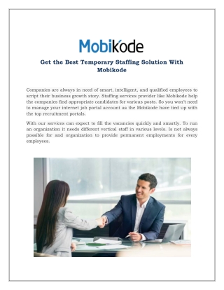 Get the Best Temporary Staffing Solution With Mobikode
