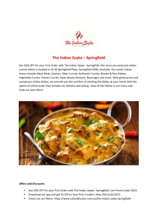 The Indian Zayka - Springfield- Order Food Online