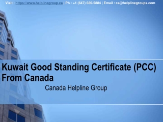 Kuwait good standing certificate (pcc) from Canada