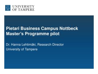 Pietari Business Campus Nottbeck Master’s Programme pilot