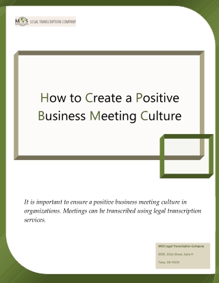 How to Create a Positive Business Meeting Culture