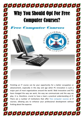 Why You Should Opt For Free Computer Courses?