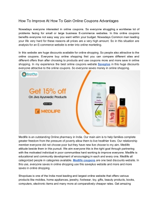 How To Improve At How To Gain Online Coupons Advantages