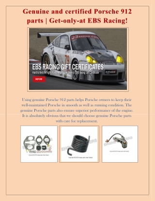 Genuine and certified Porsche 912 parts | Get-only-at EBS Racing!