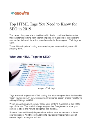 Top HTML Tags You Need to Know for SEO in 2019