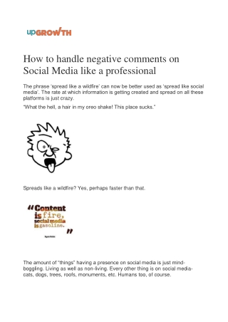 How to handle negative comments on Social Media like a professional