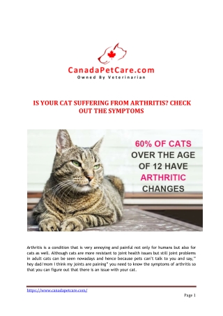 IS YOUR CAT SUFFERING FROM ARTHRITIS? 