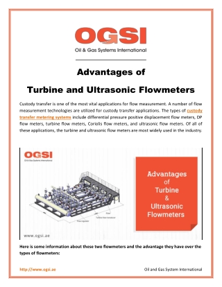 Advantages of Turbine and Ultrasonic Flowmeters