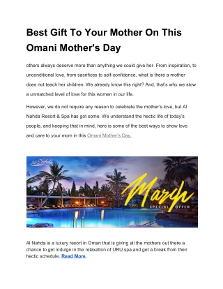 OMANI MOTHER’S DAY SPECIAL OFFER