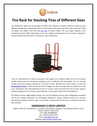 Tire Rack for Stacking Tires of Different Sizes