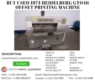 Buy Used 1974 Heidelberg GTO46 Offset Printing Machine