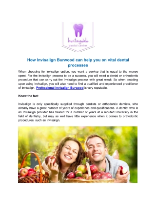 How Invisalign Burwood can help you on vital dental processes