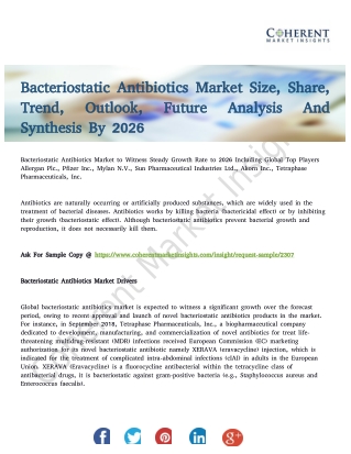 Bacteriostatic Antibiotics Market Current Innovative Solutions to Boost Global Growth By 2026
