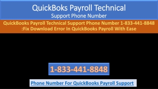 QuickBooks Payroll Technical Support Phone Number 1-833-441-8848