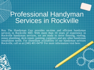 Professional Handyman Services in Rockville